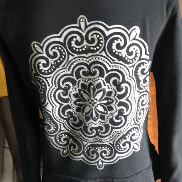 Lili & Q Black Jacket with Mandarin Collar Festival Jacket Boho Clothing Small - Picture 6 of 8